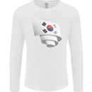 Curled South Korea Flag Korean Day Football Mens Long Sleeve T-Shirt White