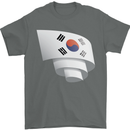 Curled South Korea Flag Korean Day Football Mens T-Shirt 100% Cotton Charcoal