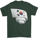 Curled South Korea Flag Korean Day Football Mens T-Shirt 100% Cotton Forest Green