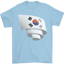 Curled South Korea Flag Korean Day Football Mens T-Shirt 100% Cotton Light Blue
