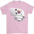 Curled South Korea Flag Korean Day Football Mens T-Shirt 100% Cotton Light Pink
