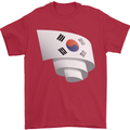 Curled South Korea Flag Korean Day Football Mens T-Shirt 100% Cotton Red