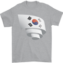 Curled South Korea Flag Korean Day Football Mens T-Shirt 100% Cotton Sports Grey