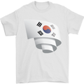 Curled South Korea Flag Korean Day Football Mens T-Shirt 100% Cotton White