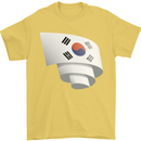 Curled South Korea Flag Korean Day Football Mens T-Shirt 100% Cotton Yellow