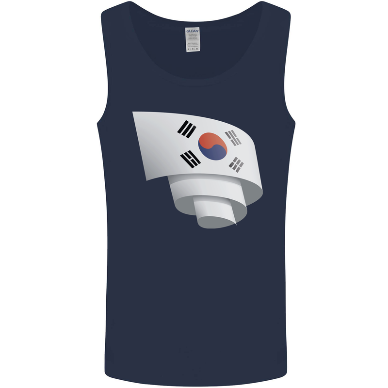 Curled South Korea Flag Korean Day Football Mens Vest Tank Top Navy Blue