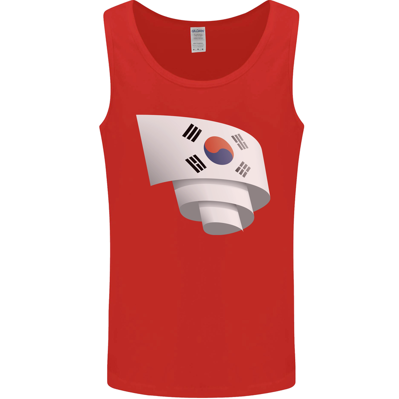 Curled South Korea Flag Korean Day Football Mens Vest Tank Top Red