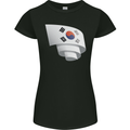 Curled South Korea Flag Korean Day Football Womens Petite Cut T-Shirt Black
