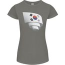Curled South Korea Flag Korean Day Football Womens Petite Cut T-Shirt Charcoal