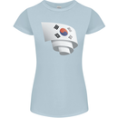 Curled South Korea Flag Korean Day Football Womens Petite Cut T-Shirt Light Blue