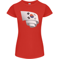 Curled South Korea Flag Korean Day Football Womens Petite Cut T-Shirt Red
