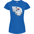Curled South Korea Flag Korean Day Football Womens Petite Cut T-Shirt Royal Blue