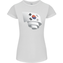 Curled South Korea Flag Korean Day Football Womens Petite Cut T-Shirt White
