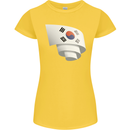 Curled South Korea Flag Korean Day Football Womens Petite Cut T-Shirt Yellow