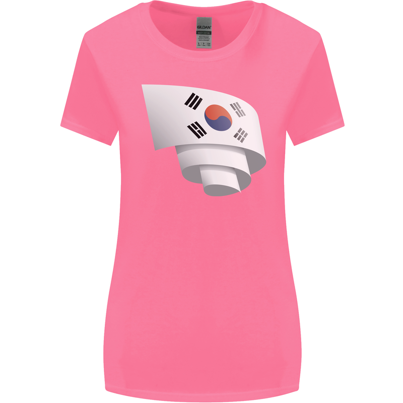 Curled South Korea Flag Korean Day Football Womens Wider Cut T-Shirt Azalea