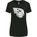 Curled South Korea Flag Korean Day Football Womens Wider Cut T-Shirt Black