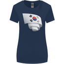 Curled South Korea Flag Korean Day Football Womens Wider Cut T-Shirt Navy Blue