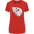 Curled South Korea Flag Korean Day Football Womens Wider Cut T-Shirt Red