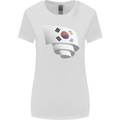 Curled South Korea Flag Korean Day Football Womens Wider Cut T-Shirt White