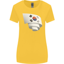 Curled South Korea Flag Korean Day Football Womens Wider Cut T-Shirt Yellow