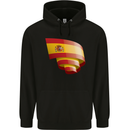 Curled Spain Flag Spanish Day Football Childrens Kids Hoodie Black