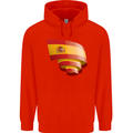 Curled Spain Flag Spanish Day Football Childrens Kids Hoodie Bright Red