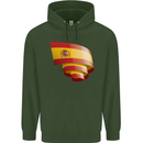 Curled Spain Flag Spanish Day Football Childrens Kids Hoodie Forest Green