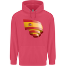 Curled Spain Flag Spanish Day Football Childrens Kids Hoodie Heliconia