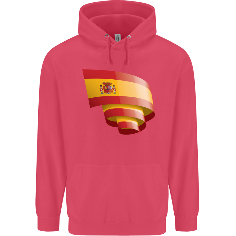Curled Spain Flag Spanish Day Football Childrens Kids Hoodie Heliconia