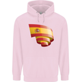 Curled Spain Flag Spanish Day Football Childrens Kids Hoodie Light Pink