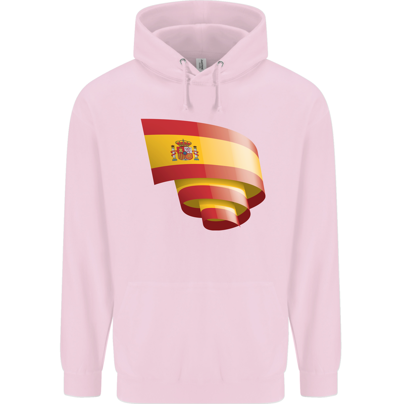 Curled Spain Flag Spanish Day Football Childrens Kids Hoodie Light Pink