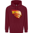 Curled Spain Flag Spanish Day Football Childrens Kids Hoodie Maroon