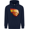 Curled Spain Flag Spanish Day Football Childrens Kids Hoodie Navy Blue