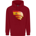 Curled Spain Flag Spanish Day Football Childrens Kids Hoodie Red