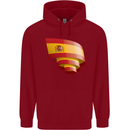 Curled Spain Flag Spanish Day Football Childrens Kids Hoodie Red