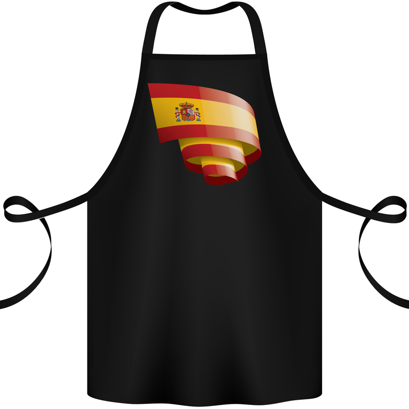Curled Spain Flag Spanish Day Football Cotton Apron 100% Organic Black
