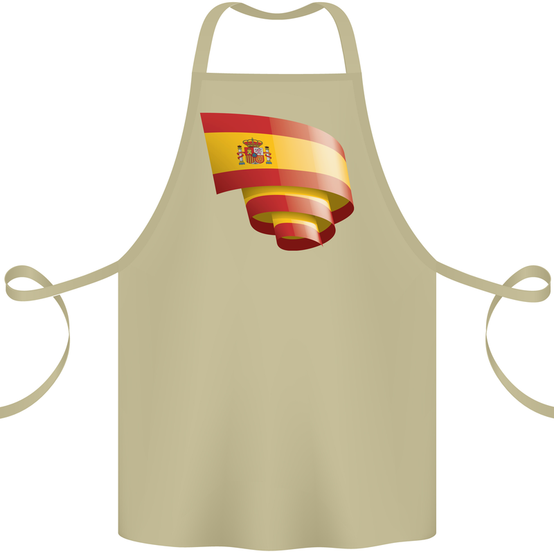 Curled Spain Flag Spanish Day Football Cotton Apron 100% Organic Khaki