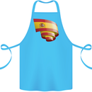 Curled Spain Flag Spanish Day Football Cotton Apron 100% Organic Turquoise