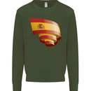 Curled Spain Flag Spanish Day Football Kids Sweatshirt Jumper Forest Green