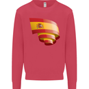 Curled Spain Flag Spanish Day Football Kids Sweatshirt Jumper Heliconia