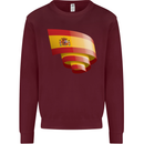 Curled Spain Flag Spanish Day Football Kids Sweatshirt Jumper Maroon