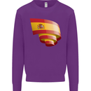 Curled Spain Flag Spanish Day Football Kids Sweatshirt Jumper Purple