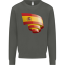 Curled Spain Flag Spanish Day Football Kids Sweatshirt Jumper Storm Grey