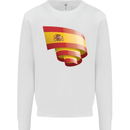 Curled Spain Flag Spanish Day Football Kids Sweatshirt Jumper White