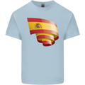 Curled Spain Flag Spanish Day Football Kids T-Shirt Childrens Light Blue