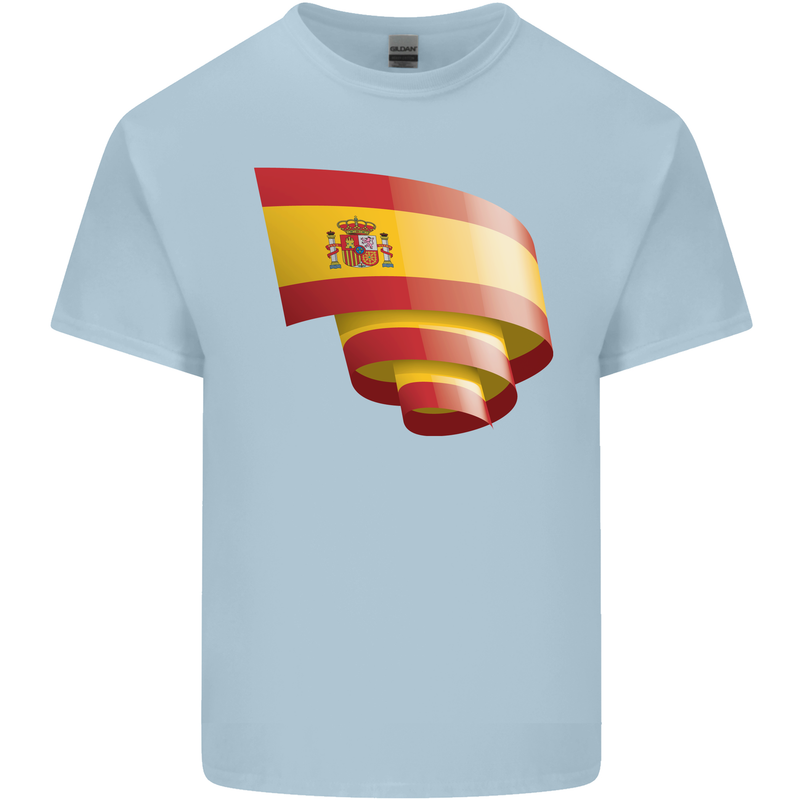 Curled Spain Flag Spanish Day Football Kids T-Shirt Childrens Light Blue
