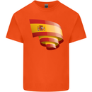 Curled Spain Flag Spanish Day Football Kids T-Shirt Childrens Orange