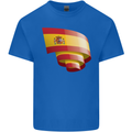 Curled Spain Flag Spanish Day Football Kids T-Shirt Childrens Royal Blue