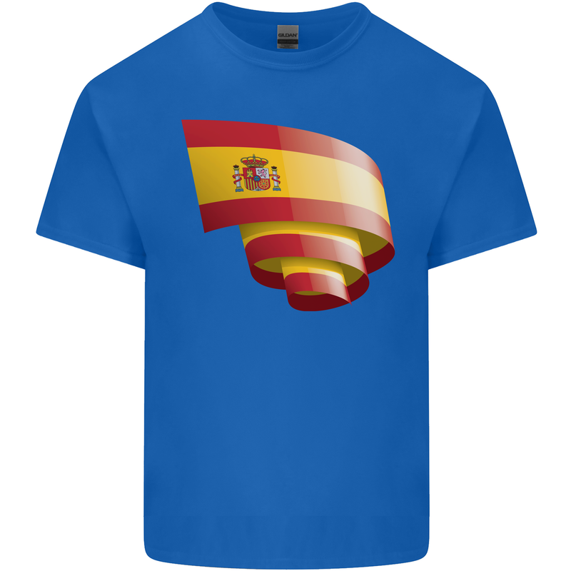 Curled Spain Flag Spanish Day Football Kids T-Shirt Childrens Royal Blue