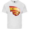 Curled Spain Flag Spanish Day Football Kids T-Shirt Childrens White